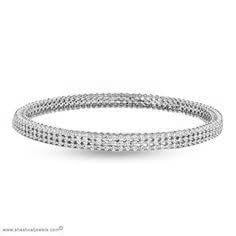 40780 3.5 Carat 14k Solid White Gold Women Jewelry Round Diamond Bangle