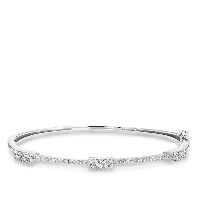 40779 3.75 Carat Round Cut Diamonds Women Bangle Bracelet - 14k White Gold