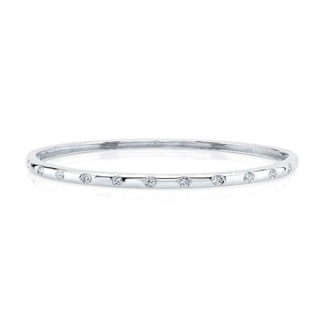 40778 2.2 Carat Brilliant Cut Diamonds Ladies Bangle Bracelet - 14k White Gold