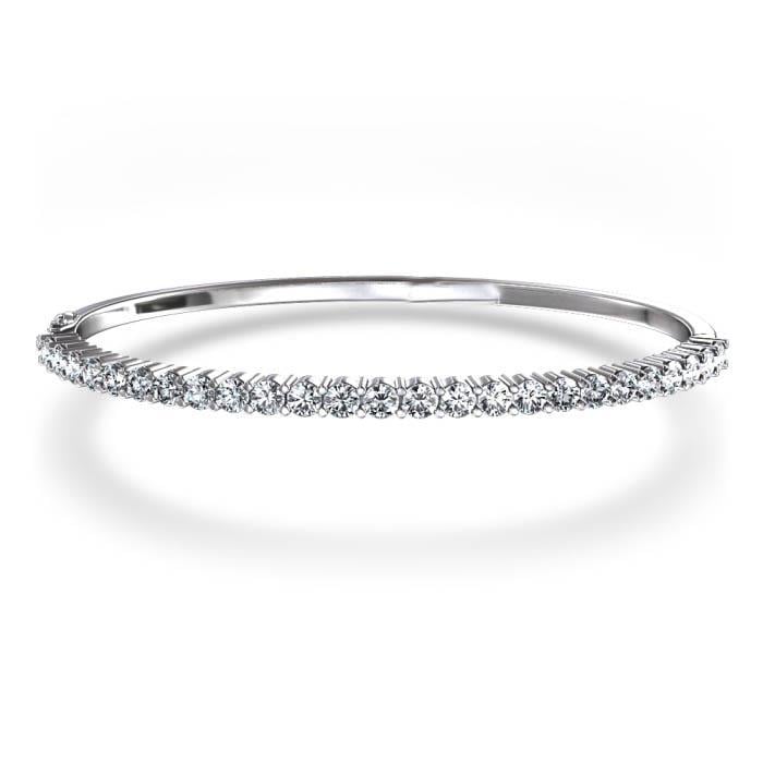 40765 5 Carat Round Prong Set Diamond Bangle Bracelet - 14k White Gold