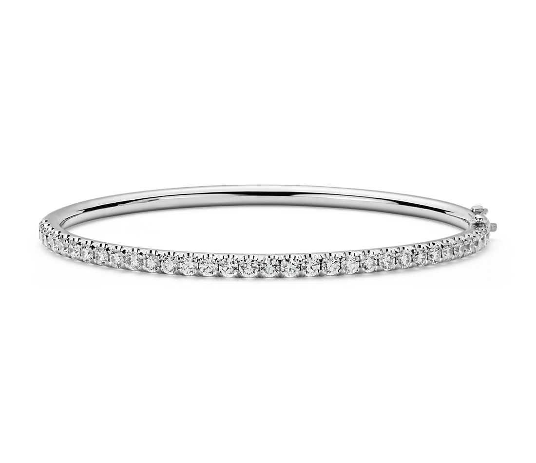 40760 14k White Gold Jewelry 5 Carat Brilliant Cut Diamond Bangle Bracelet