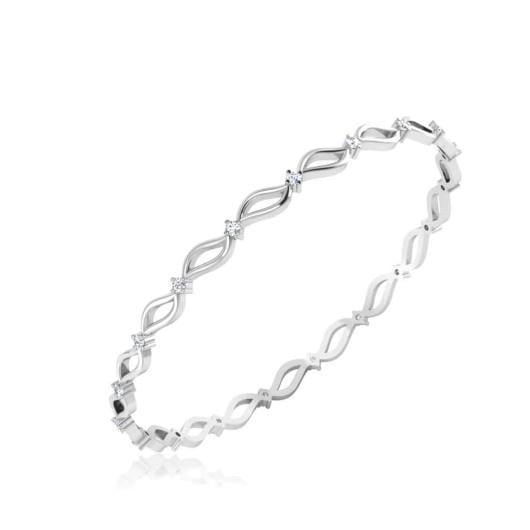 40754 2.85 Carat Round Brilliant Cut Diamonds Bangle Bracelet - 14k White Gold