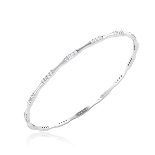 40749 3.6 Carat Round Brilliant Cut Diamonds Women Bangle Bracelet - 14k White Gold