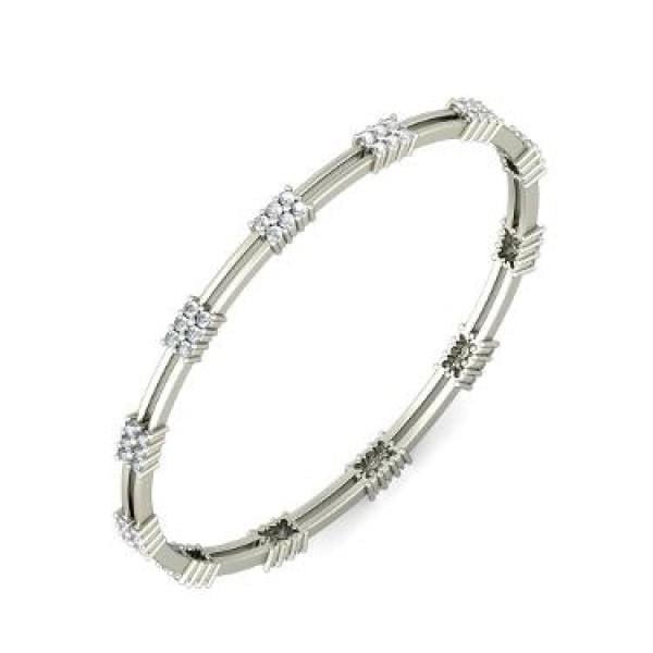 40743 14k White Gold Jewelry 3.6 Carat Round Diamond Bangle Bracelet