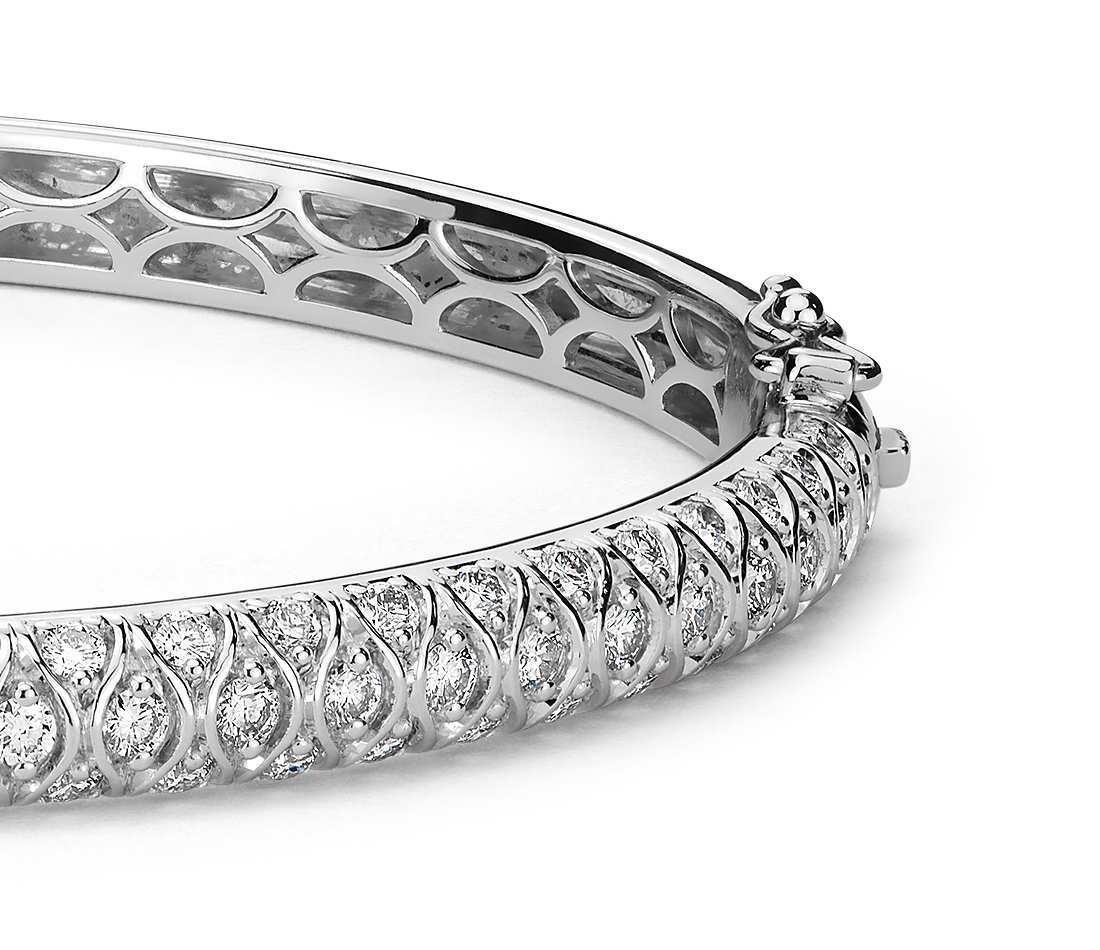 40733 14k White Gold Jewelry 7.20 Carat Round Brilliant Diamond Bangle