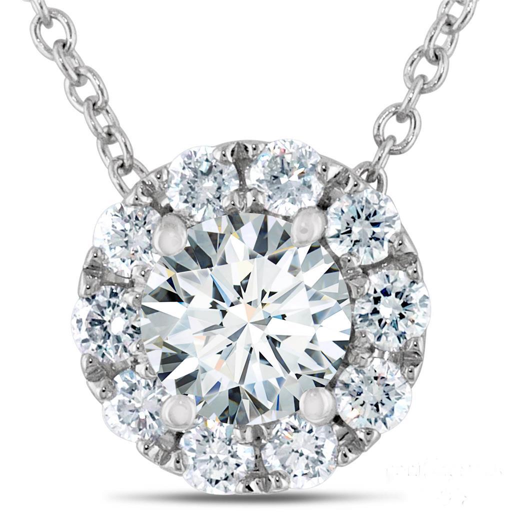 Hc10289 2.50 Ct 14k White Gold Round Cut Diamond Pendant Necklace
