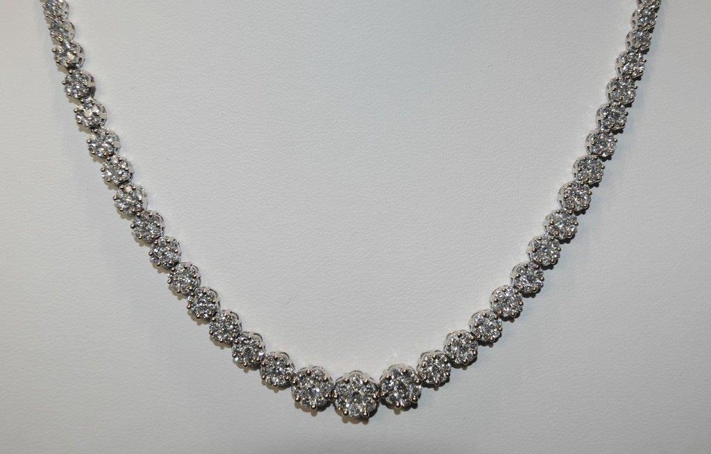 40582 18 Carat Natural Diamonds Round Cut Ladies Necklace - 14k White Gold