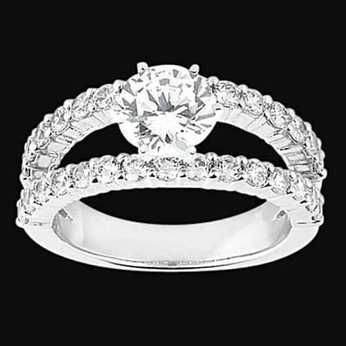 50443 2.51 Carat Diamonds Engagement Ring Double Shank - 14k White Gold
