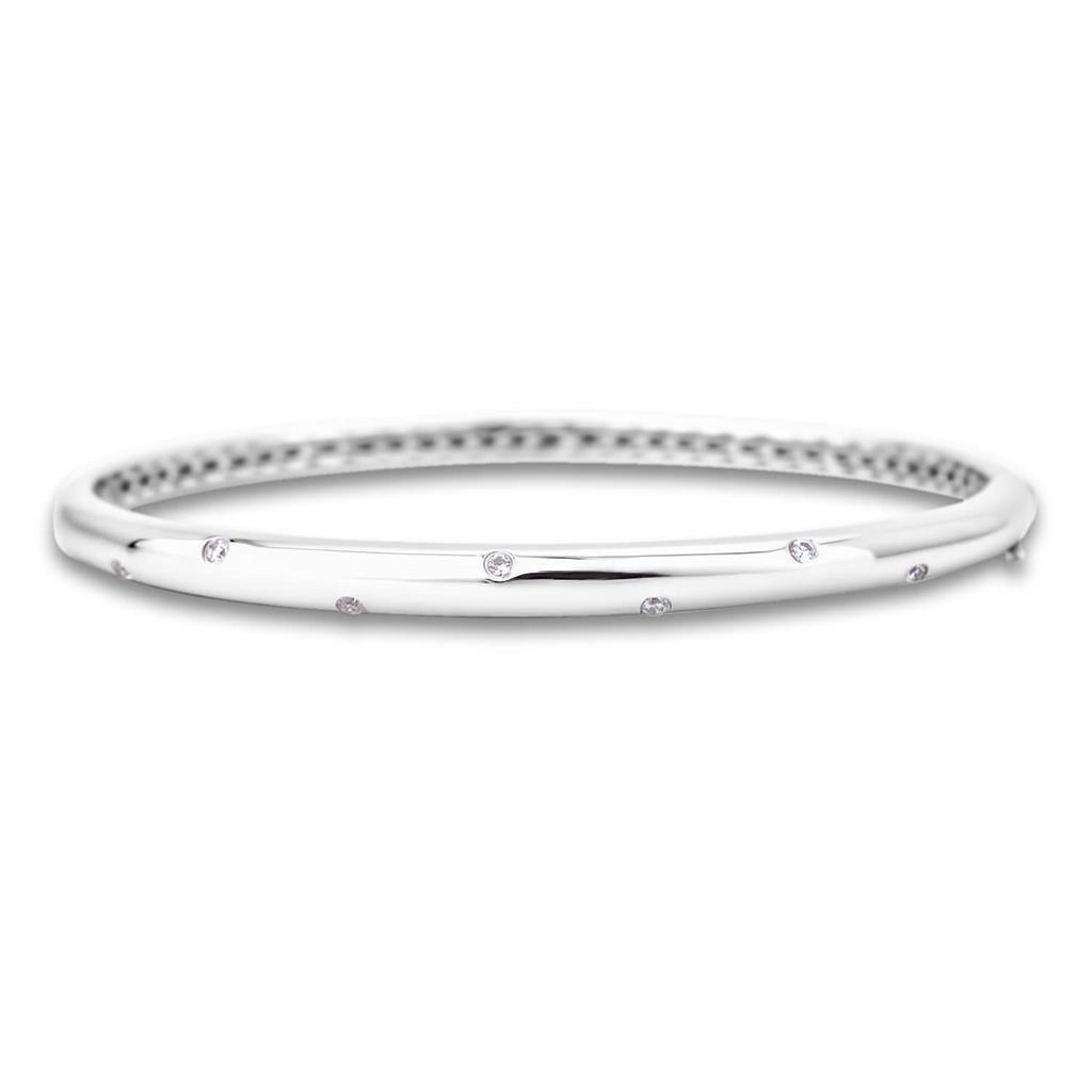 41049 1.05 Carat Women Round Cut Diamond Bangle Bracelet - 14k White Gold