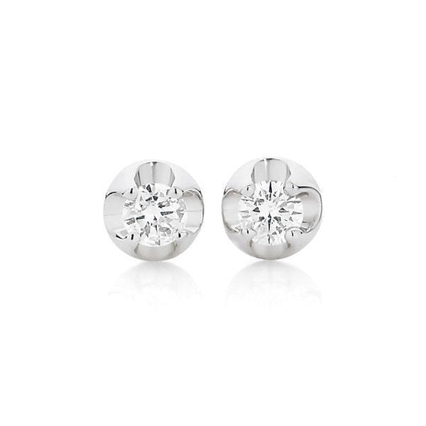1 CT Diamond Womens Stud Earrings, 14K White Gold