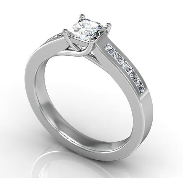 61003 Princess Cut 1.75 CT Diamonds Engagement Ring, 14K White Gold - Size 6.5