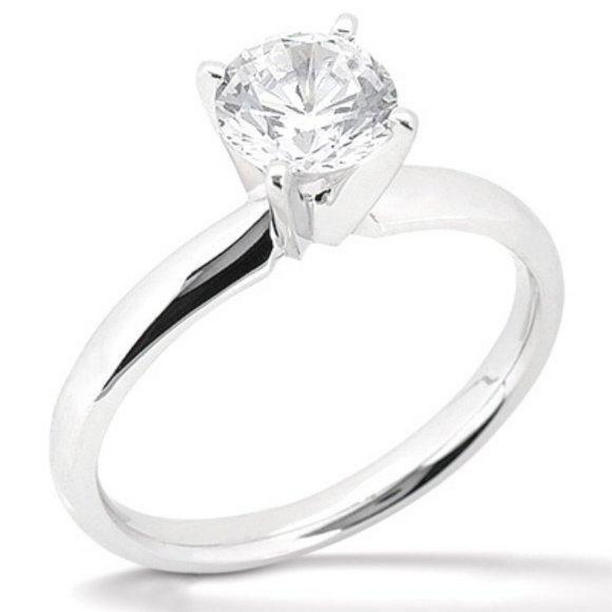 65344 1 CT Round Diamond Solitaire Engagement Ring, 14K White Gold - Size 6.5