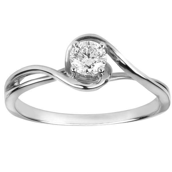 Round Cut 1.50 CT Diamond Twisted Shank Solitaire Ring, White Gold - Size 6.5