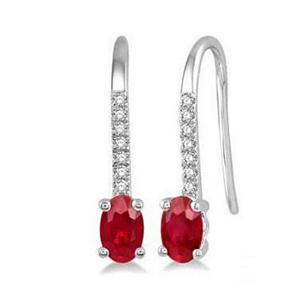 14K White Gold Ruby & Diamonds 5.70 CT Womens Dangle Earrings