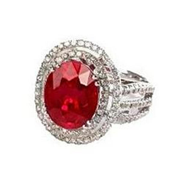 61869 Natural Ruby with Diamonds 4.5 CT Wedding Ring, 14K White Gold - Size 6.5