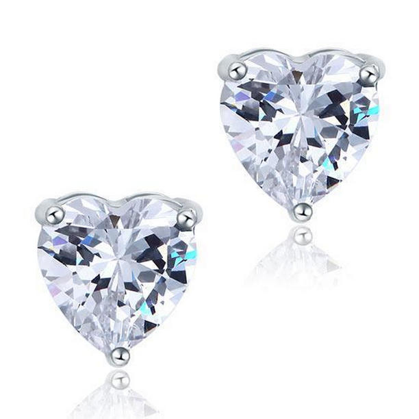 1.5 CT Heart Cut Diamond Solid White Gold Sparkling Stud Earrings