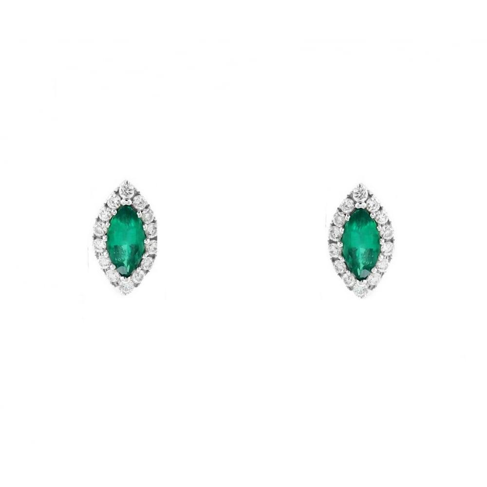 Marquise Cut Emerald with Round Diamond 4.28 CT Stud Earrings