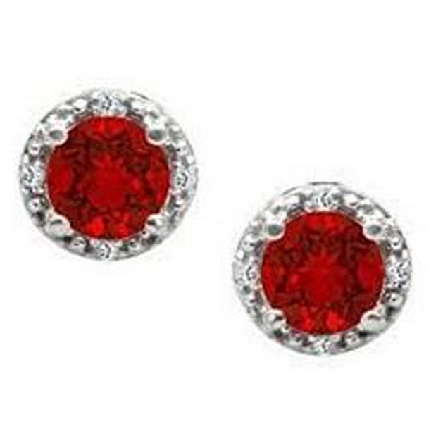 4.50 CT Round Cut Red Ruby Diamond Womens Stud Earrings