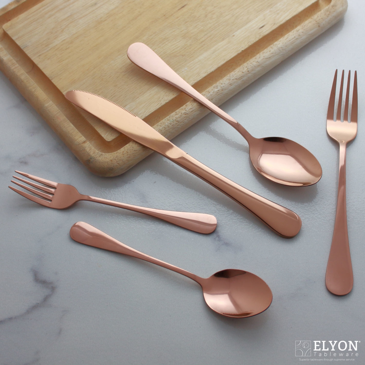 Picture of Elyon Tableware ELYON-35003 Elyon Luly Reflective Rose Gold 20-Piece Flatware Set&#44; Stainless Steel&#44; Service For 4