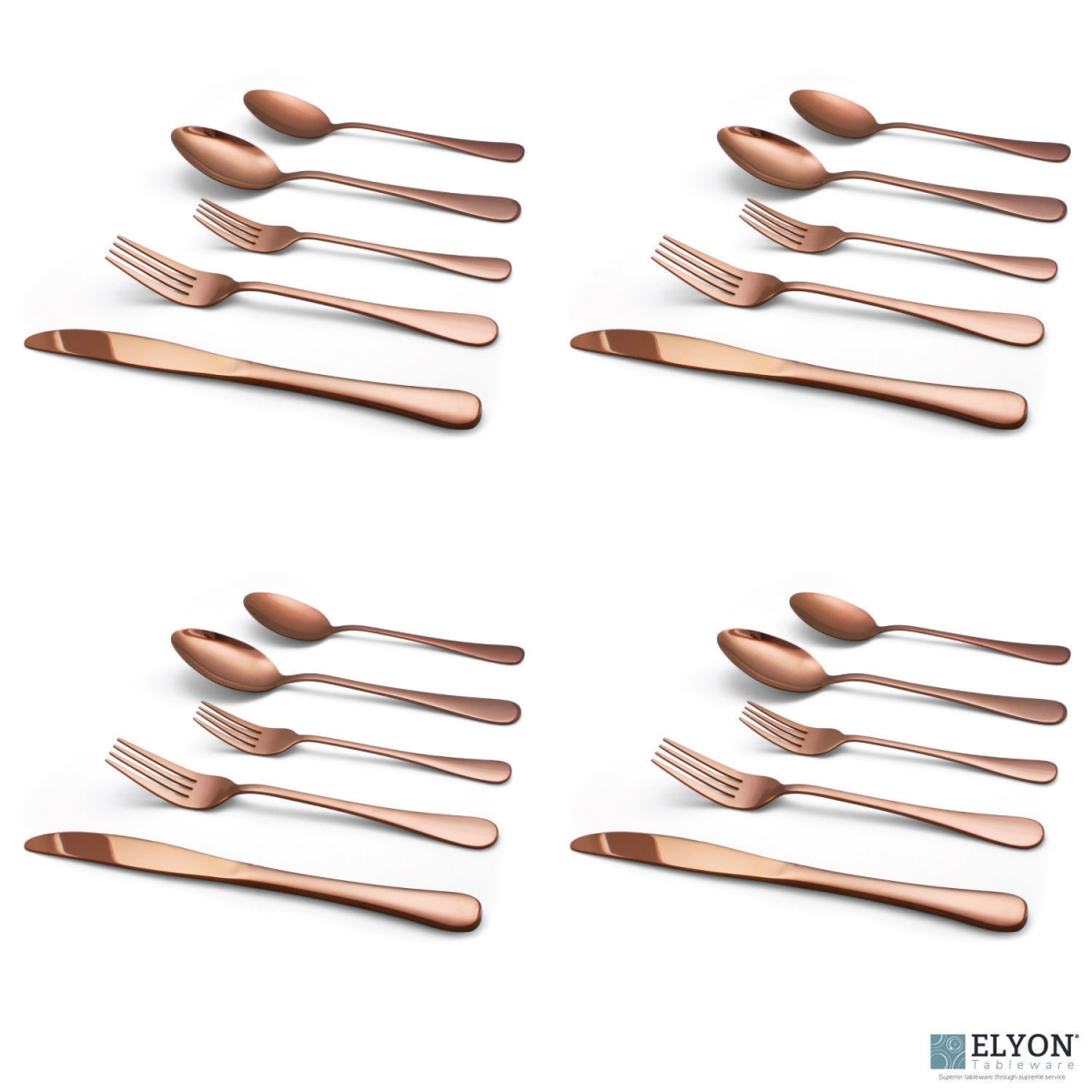 Picture of Elyon Tableware ELYON-35003 Elyon Luly Reflective Rose Gold 20-Piece Flatware Set&#44; Stainless Steel&#44; Service For 4