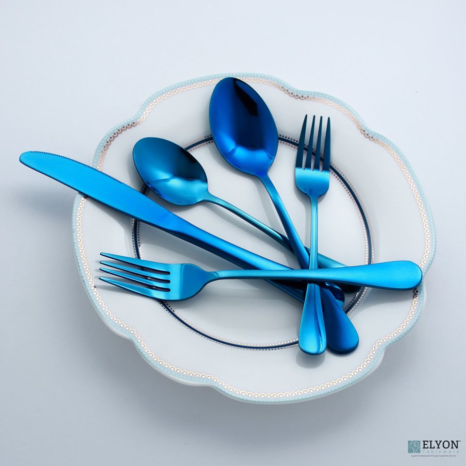 Picture of Elyon Tableware ELYON-35006 Elyon Luly Reflective Blue 20-Piece Flatware Set&#44; Stainless Steel&#44; Service For 4