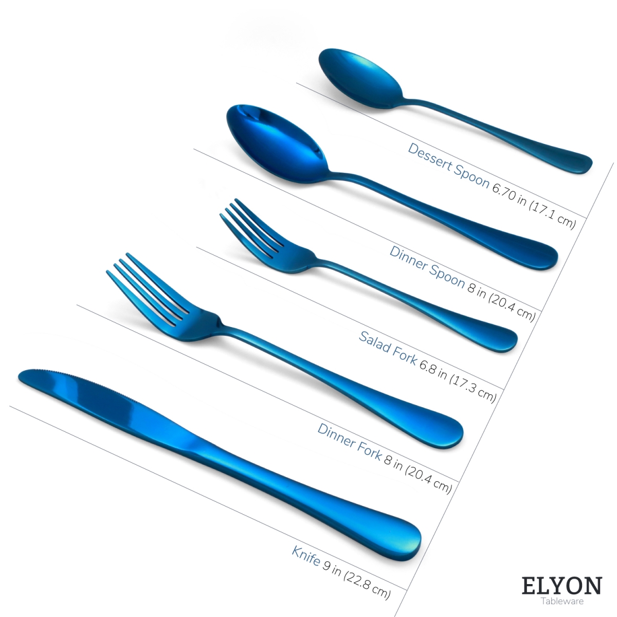 Picture of Elyon Tableware ELYON-35006 Elyon Luly Reflective Blue 20-Piece Flatware Set&#44; Stainless Steel&#44; Service For 4