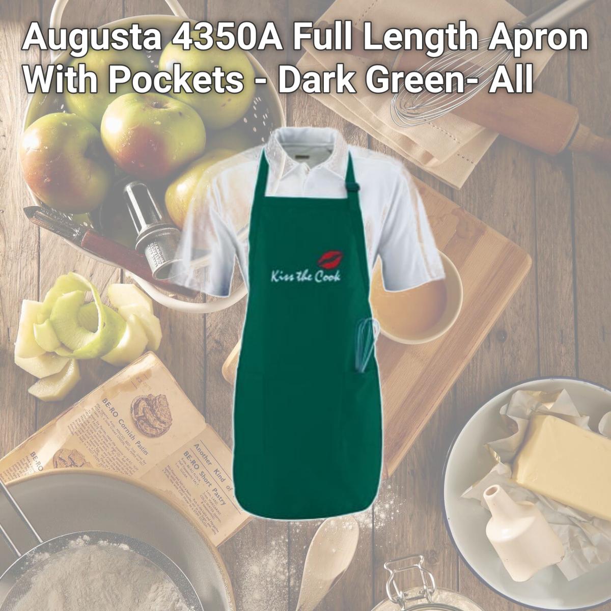 Picture of Augusta 4350A Full Length Apron With Pockets - Dark Green- All