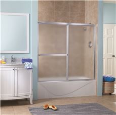 Foremost Groups 3559216 Lakeside Sliding Tub Door, 0.15 In. Obscure Glass, 56-60 X 55 In. - Silver
