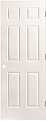 6-panel Prehung Door, Primed White, Left Hand, 28 X 80 In.