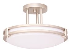 2491706 12.75 In. Semi-flush Glass Ceiling Fixture For 1 26-watt G24q-3 Base With Bulb Included - Brushed Nickel