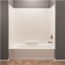 Durawall Fiberglass Bathtub Wall Kit, 3 Piece, 1 Shelf, 30 X 60 In. - White