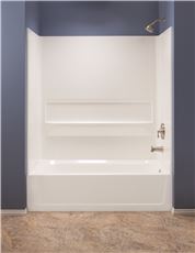 3557740 Topaz Fiberglass Bathtub Wall Kit, Direct-to-stud Mount, 3 Piece, 1 Shelf, 30 X 60 In. - White