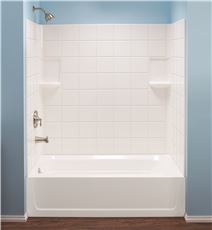 3557741 Topaz Fiberglass Tile Pattern Bathtub Wall Kit, Direct-to-stud Mount, 3 Pieces, 2 Shelves, 30 X 60 In. - White