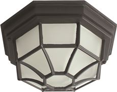 2495866 1-light Outdoor Octagon Ceiling Fixture, Frosted Glass, 10- 0.25 X 5- 0.25 In., Black, Uses 60-watt Medium Base Lamp