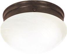 Nuvo 2-light Flush Mount Ceiling Fixture With Medium Alabaster Mushroom Glass, Old Bronze - 10 X 6 In.