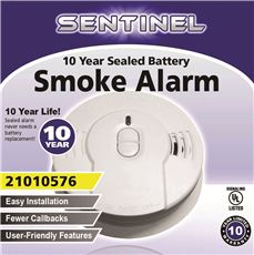 2464856 Sentinel 10-year Sealed Lithium Battery Operated Ionization Smoke Alarm