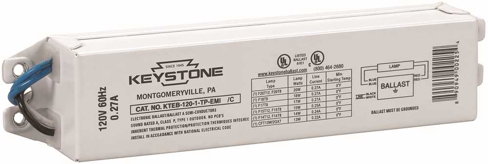 Kteb-120-1-tp-em1 Keystone Electronic Fluorescent Ballast For One 20 Watt T12 Lamp 120 Volts Thermally Protected