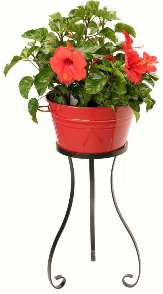 6586e Xr 13.5 In. Dia. X 33 In. Enameled Raised Planter With Iron Stand, Red