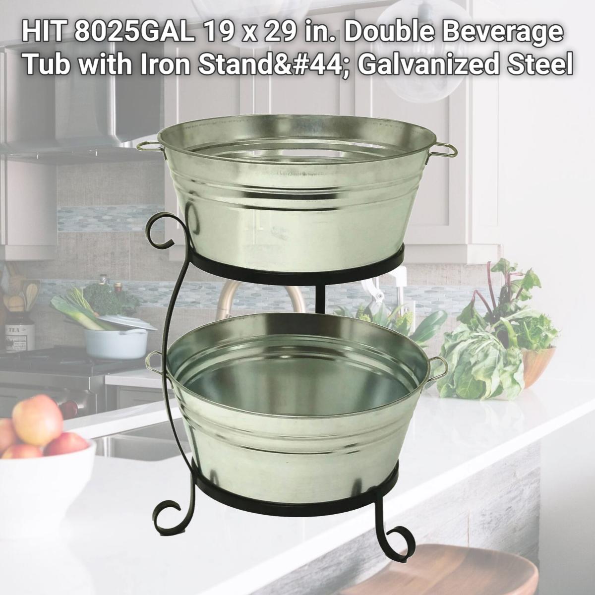 Picture of HIT 8025GAL 19 x 29 in. Double Beverage Tub with Iron Stand, Galvanized Steel
