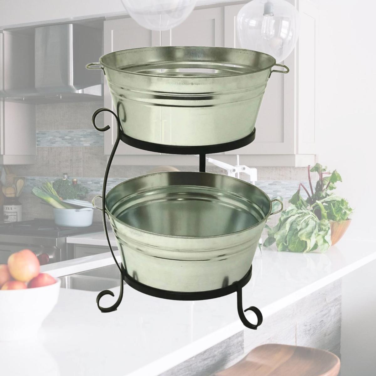 Picture of HIT 8025GAL 19 x 29 in. Double Beverage Tub with Iron Stand, Galvanized Steel