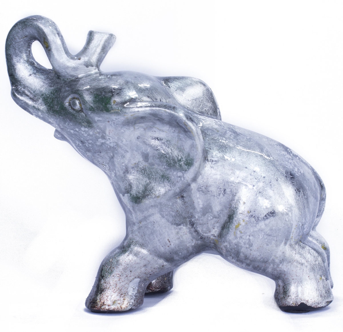 W071352-b85 8 In. India Decorative Ceramic Elephant, Silver