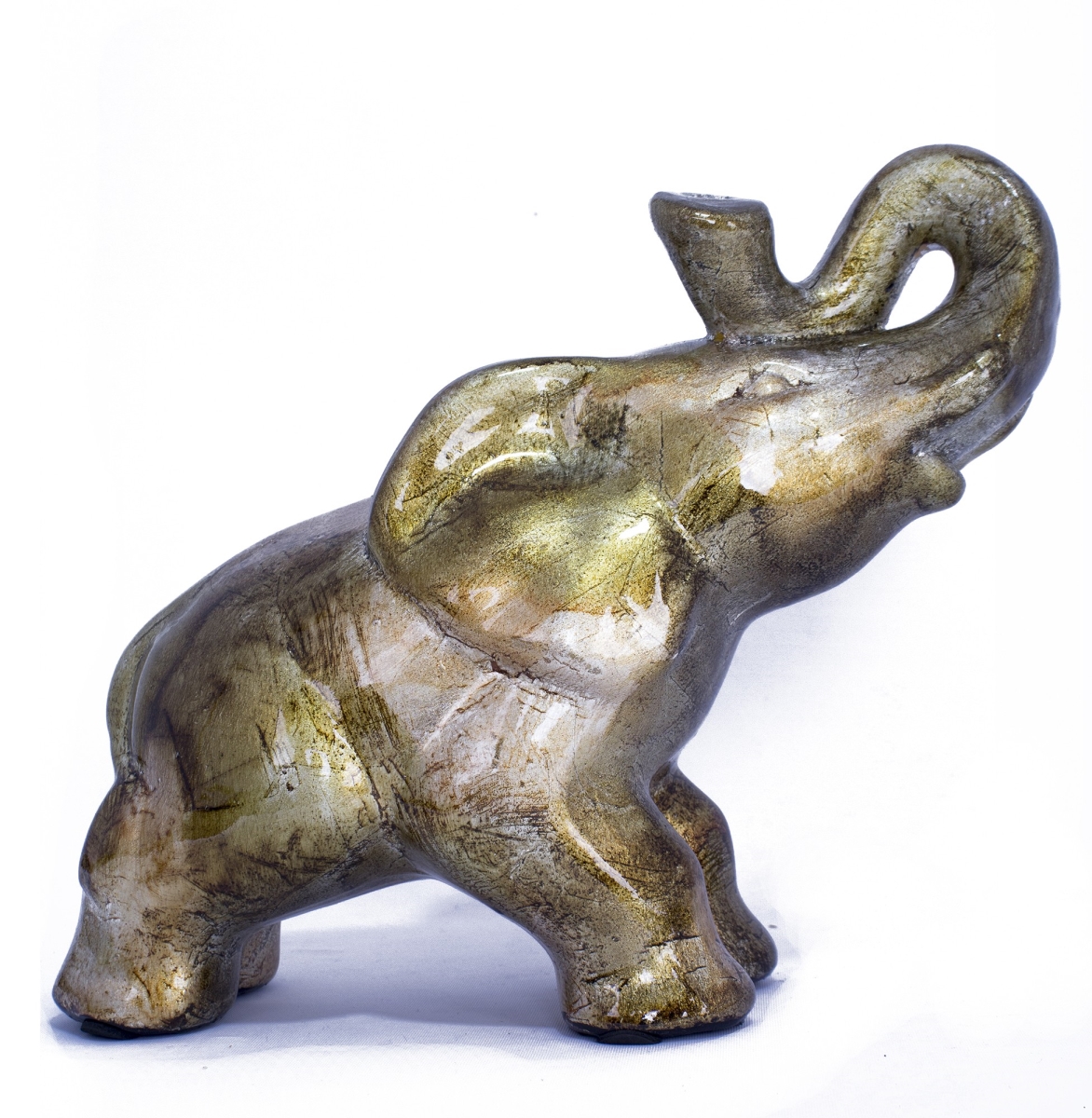 W071352a-1a13 10 In. India Decorative Ceramic Elephant, Gold