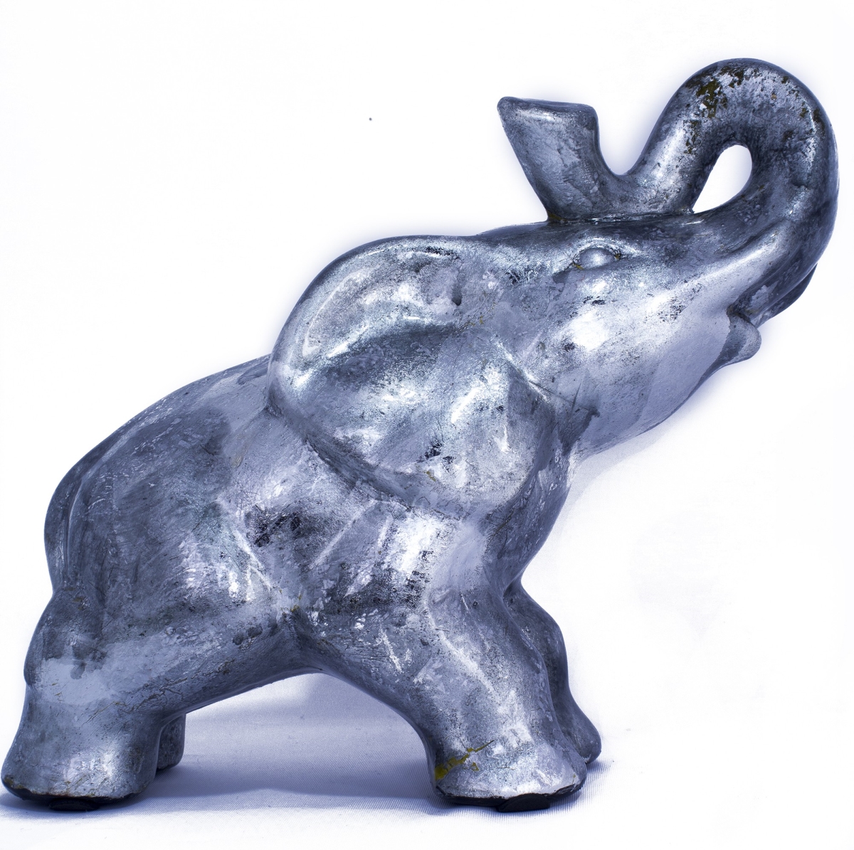 W071352a-b85 10 In. India Decorative Ceramic Elephant, Silver