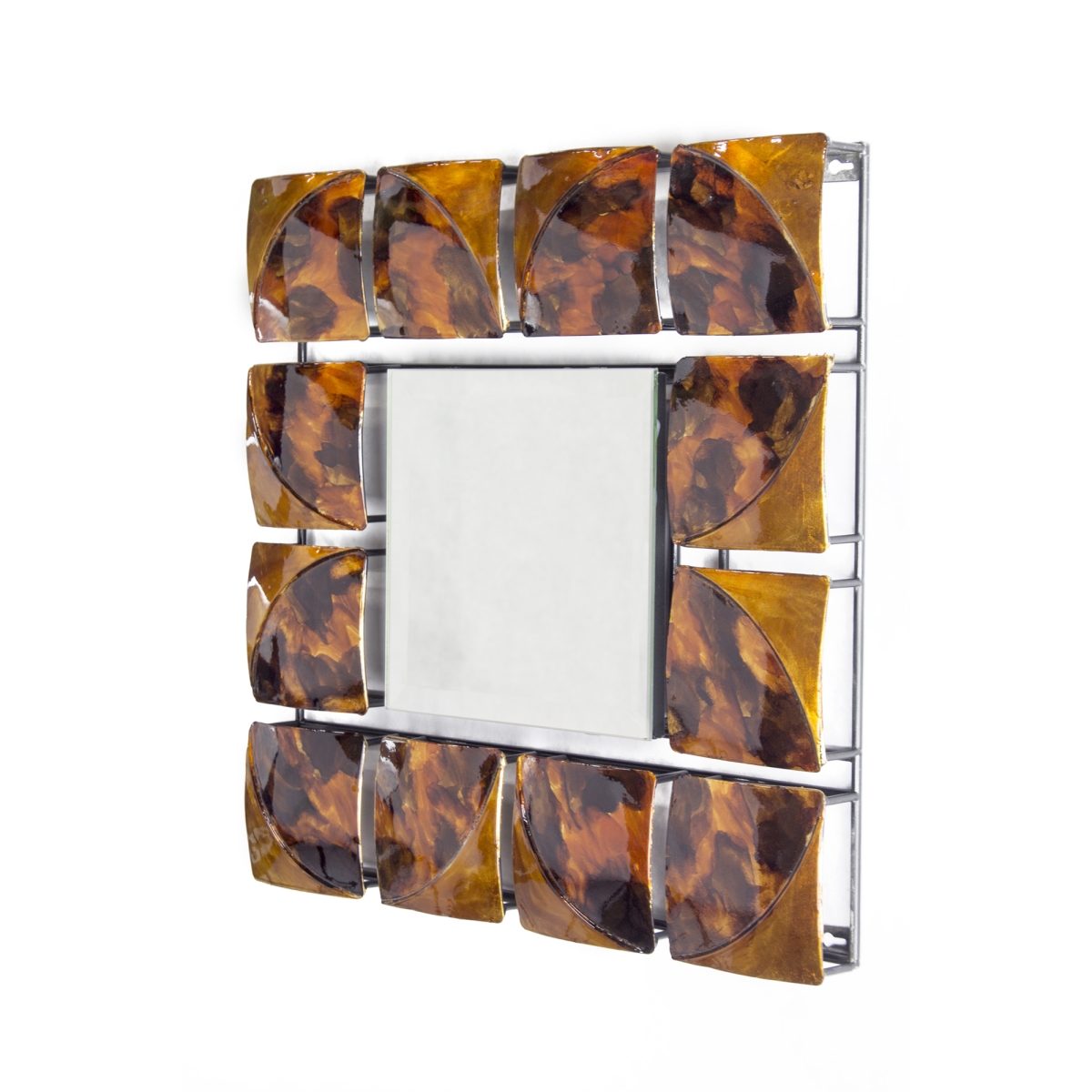 W08639-03 Tinsley Square Foiled & Lacquered Hanging Wall Mirror, Gold, Copper & Brown - 1.75 X 17.5 X 17.5 In.