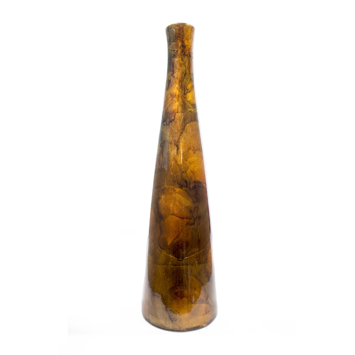 W1036-03 20.2 In. Tinsley Foiled & Lacquered Floor Vase - Gold, Copper & Brown