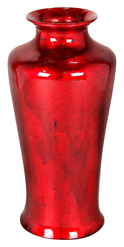 W0764-pred Leah 24 In. Foiled & Lacquered Ceramic Floor Vase - Red
