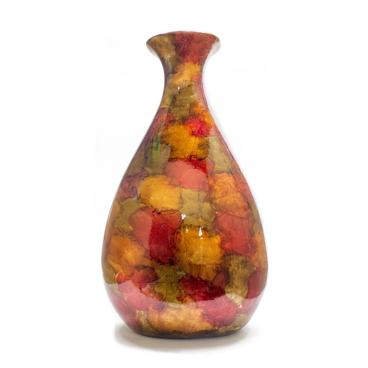W1260-06 18.5 In. Tinsley Foiled & Lacquered Floor Vase - Copper, Red & Gold