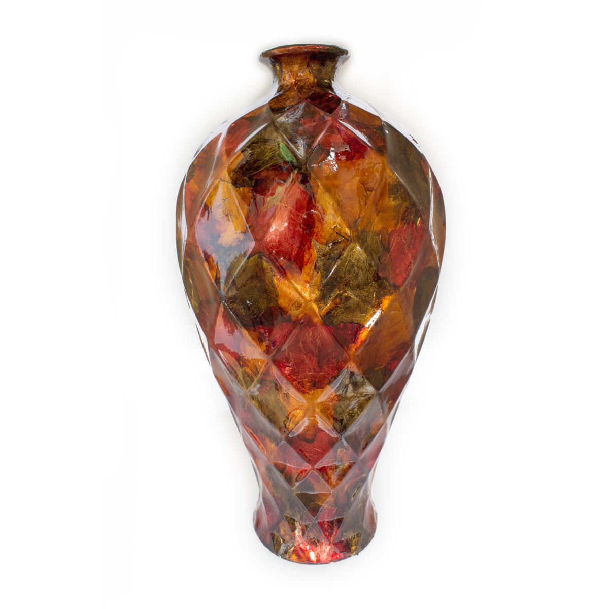 W1273-06 20 In. Tinsley Foiled & Lacquered Floor Vase - Copper, Red & Gold
