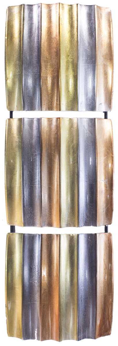 W0854r1-59 Naomi Vertical 3-panel Metal Wall Decor - Copper, Gold & Pewter