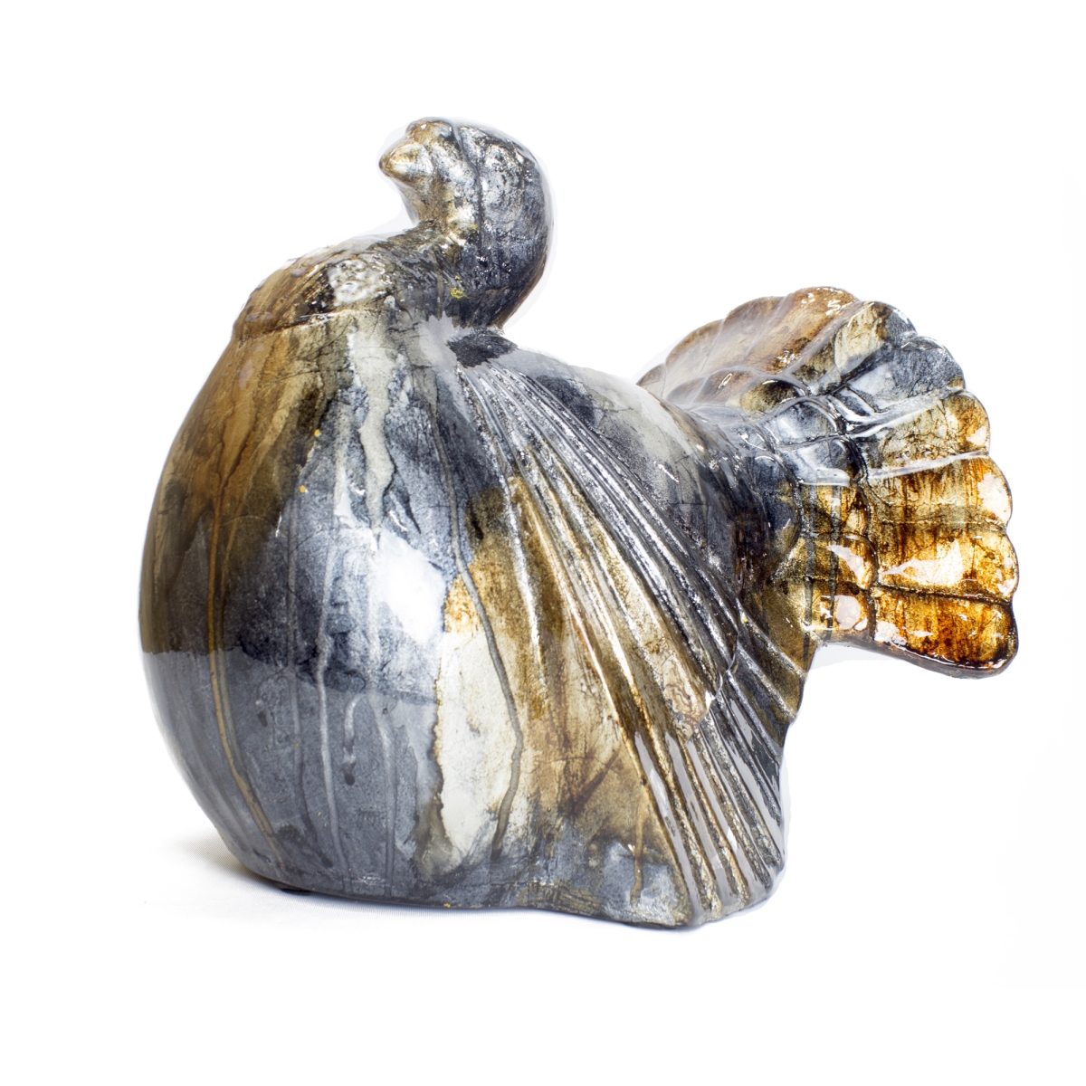 W071372-127 Autumn Foiled & Lacquered Ceramic Turkey Figurine